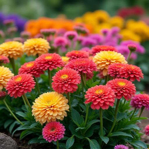 Colorful flower bed maintenance