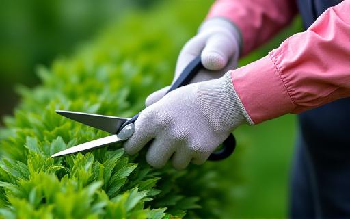 Gardener trimming a hedge